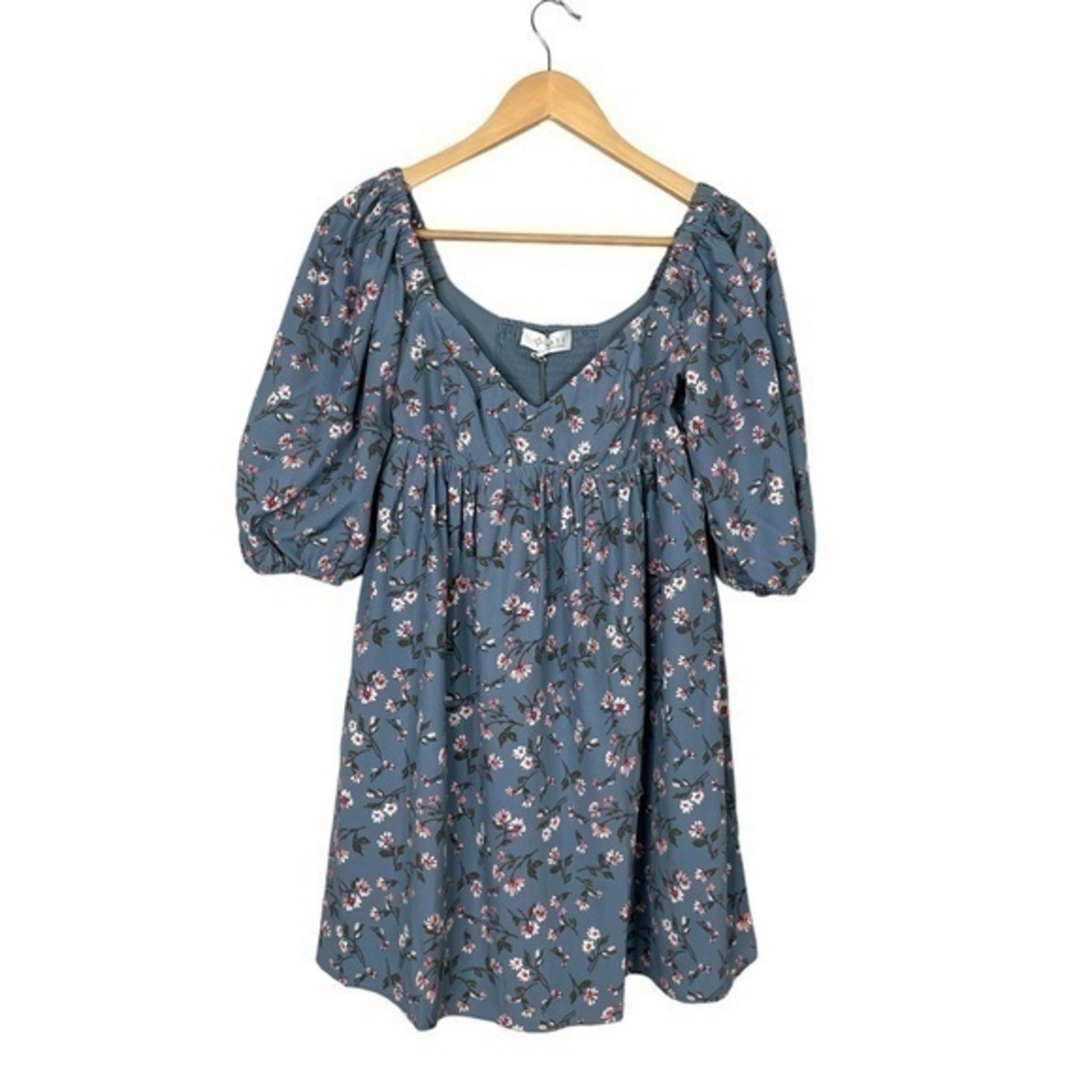Wayf Blue Floral Mini Dress
